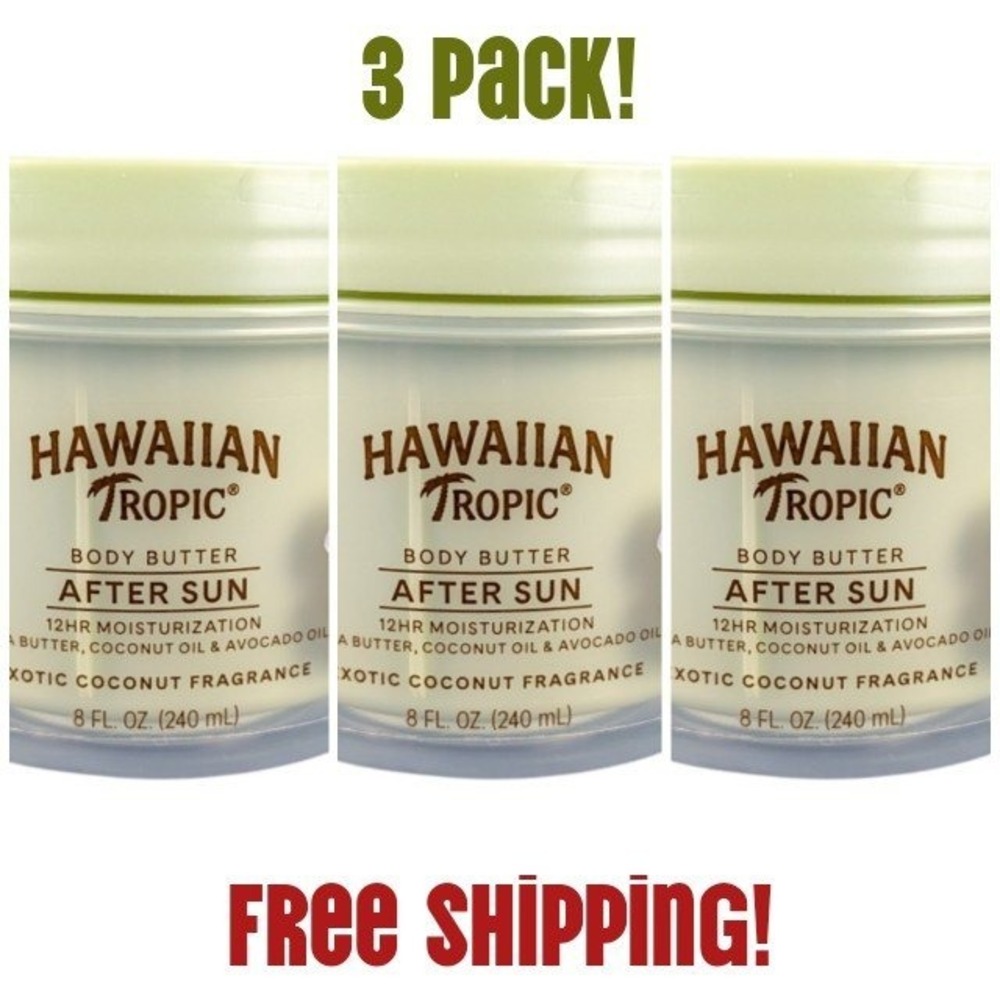 Hawaiian Tropic After Sun Body Butter 3 Pack Exotic Coconut 8oz Vegan